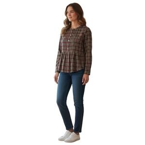 Vineyard Vines Plaid Button Front Top Cashmere Blend Size‎ 6